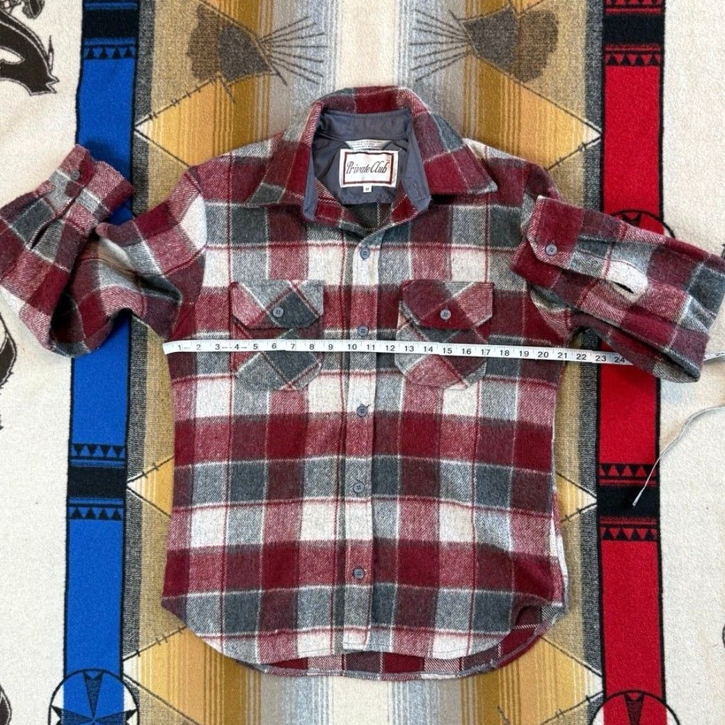 Vintage VINTAGE Private Club Flannel Shirt Jacket Shacket Plaid Wool 90s Red Long Sleeve Button-Up Collared Size M Men Regular" Size US M / EU 48-50 / 2 - 7 Thumbnail