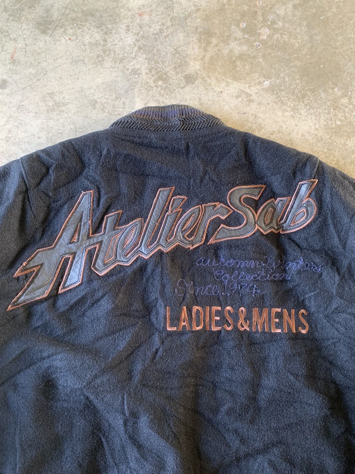 Japanese Brand × Vintage ATELIER SAB for men rare varsity leather sleeve jacket Size US L / EU 52-54 / 3 - 10 Thumbnail
