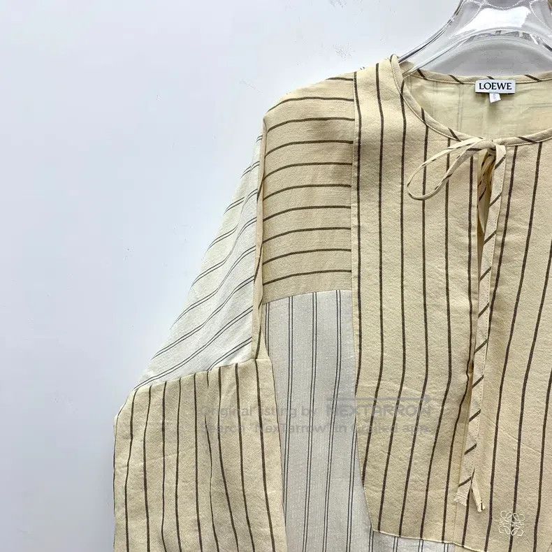 Loewe Loewe Color-blocked striped linen irregular hem short-slee Size XS / US 0-2 / IT 36-38 - 3 Thumbnail