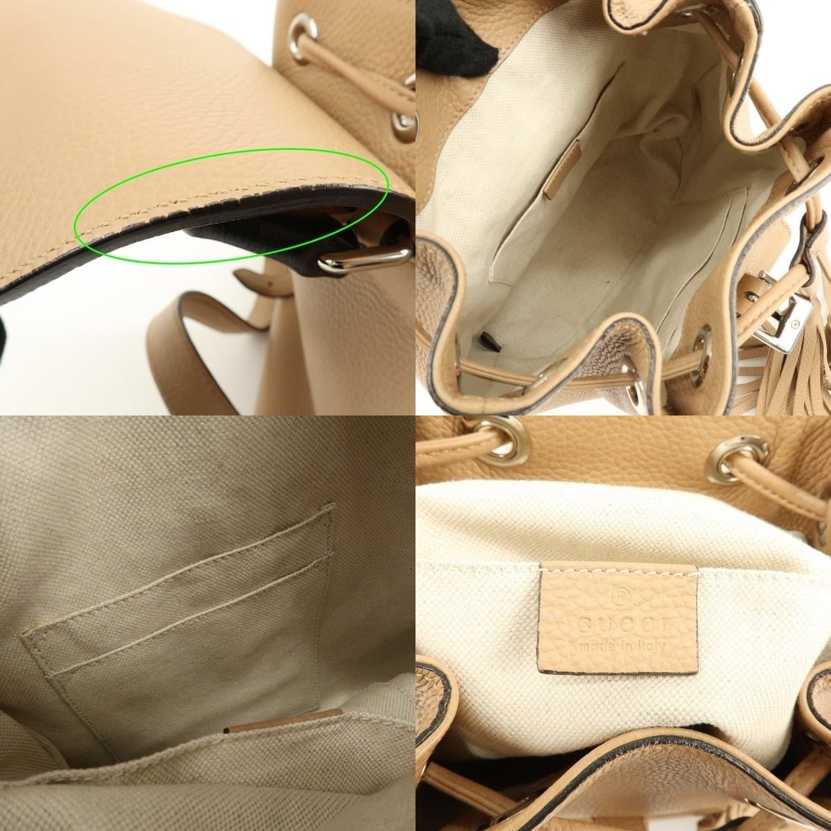 Gucci Gucci Bamboo Tassel Leather Backpack Beige Size ONE SIZE - 7 Thumbnail