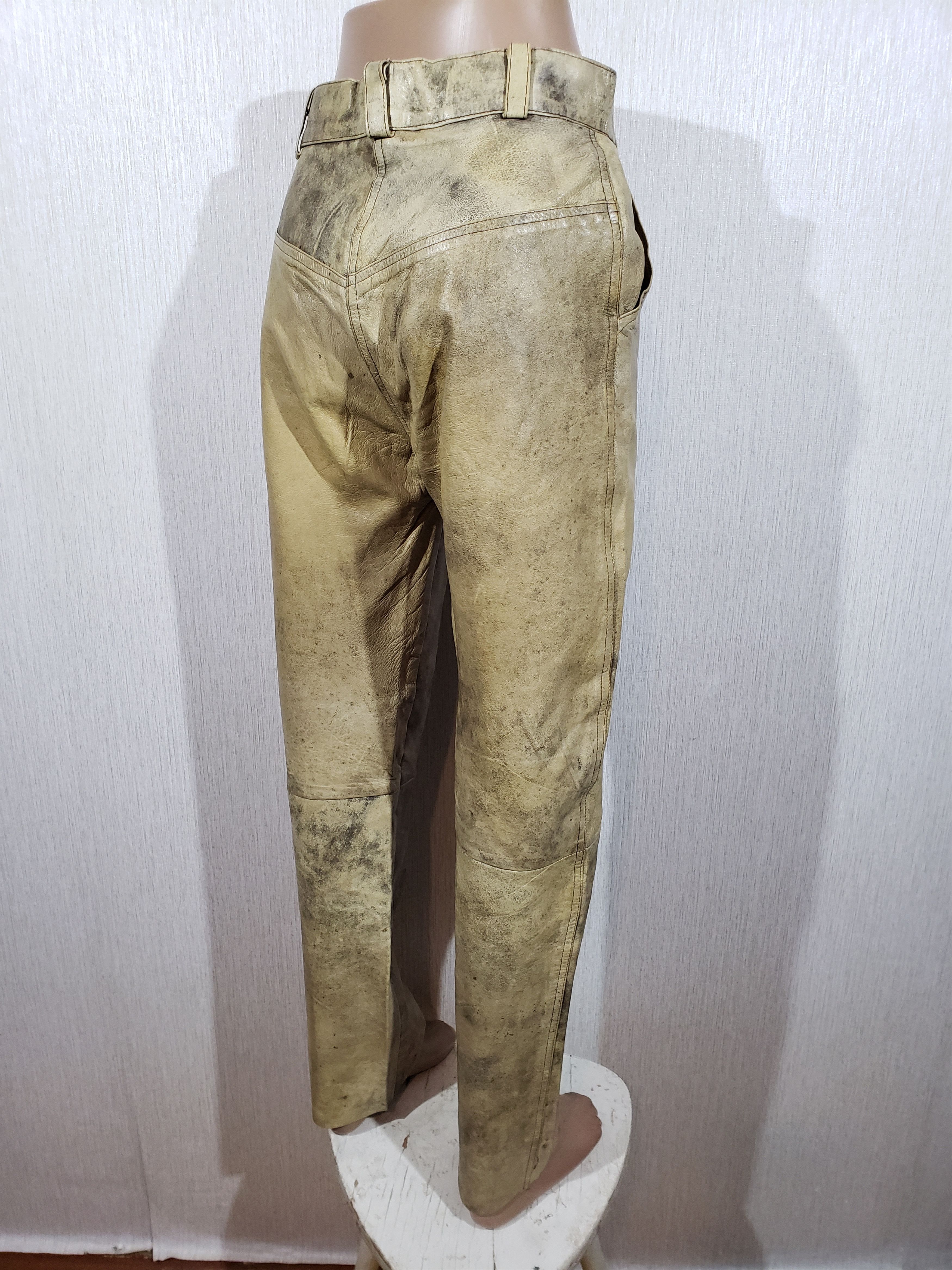 Genuine Leather Brown women's pants with pockets. Size 28" / US 6 / IT 42 - 8 Thumbnail