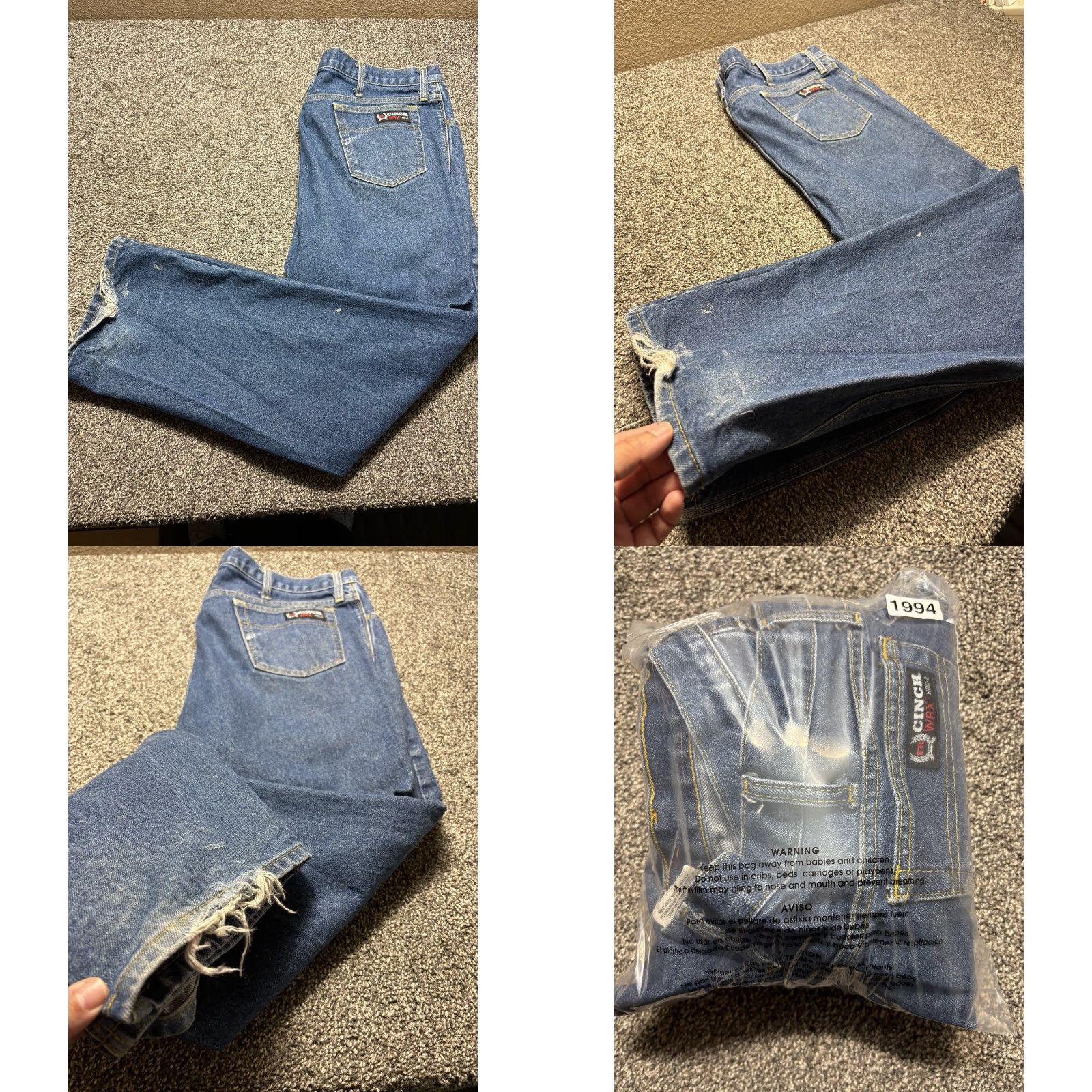 Denime Cinch WRX FR Jeans Men 40x34 Denim White Label Relaxed Flame-Resistant Work Jeans 5-Pocket American Cowboys Color Blue Mens Size US 40 / EU 56 - 9 Thumbnail