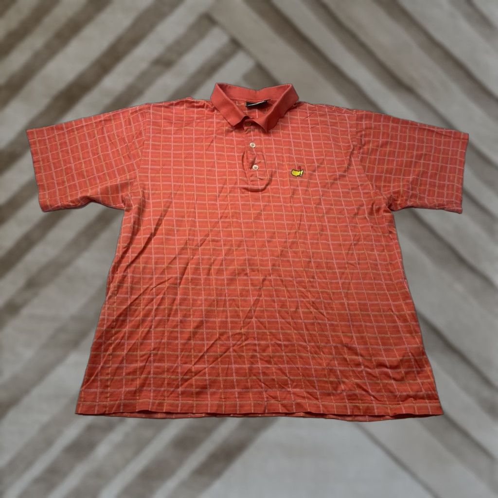 Vintage Masters Polo Shirt Mens Large Golf Italy Augusta National Check Pattern 100% Cotton Orange Pink Logo Short Sleeve Collared Button Vintage: No Size US L / EU 52-54 / 3 - 1 Thumbnail