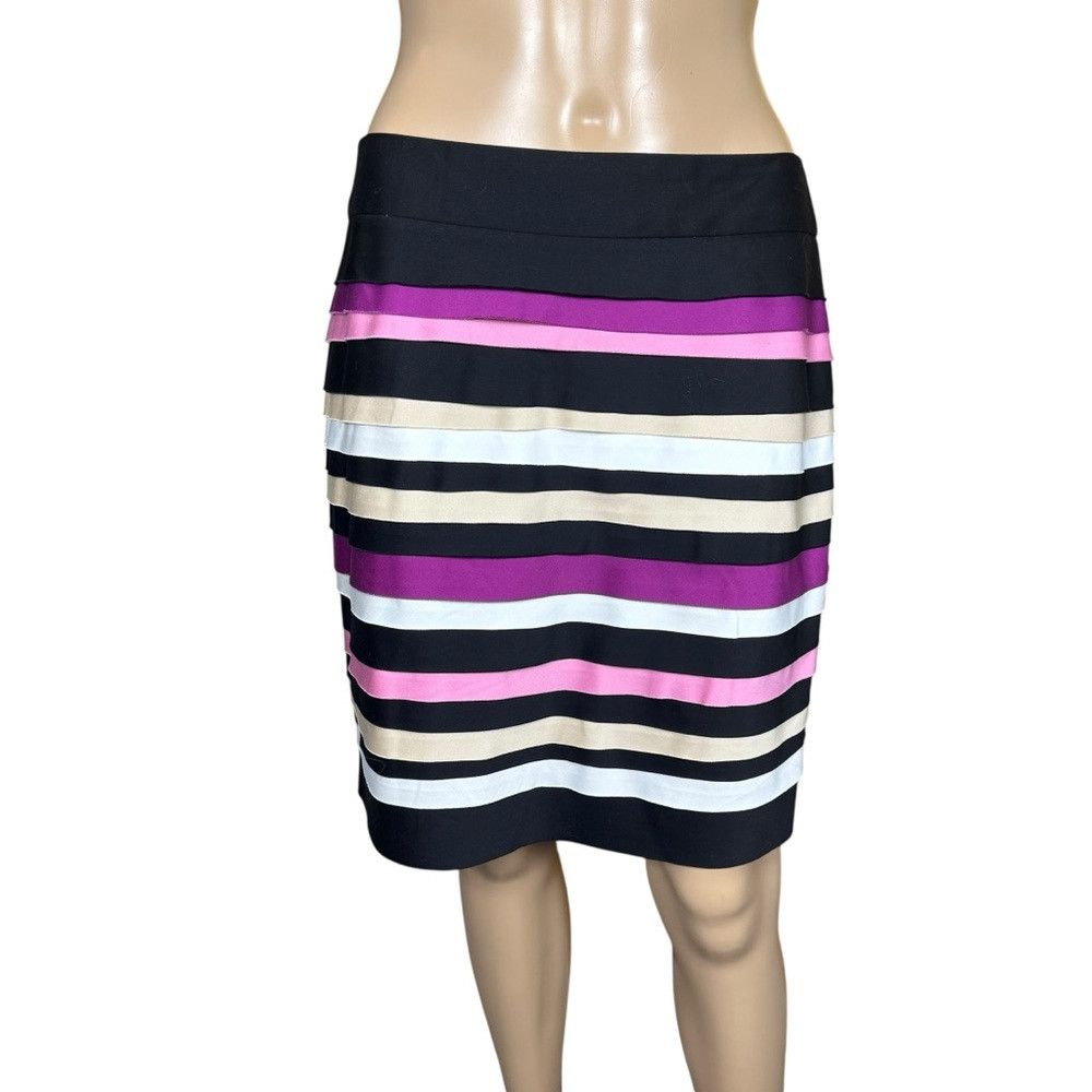 White House Black Market White House Black Market Striped Tiered Cotton Skirt Size 6 Size 28" / US 6 / IT 42 - 1 Thumbnail