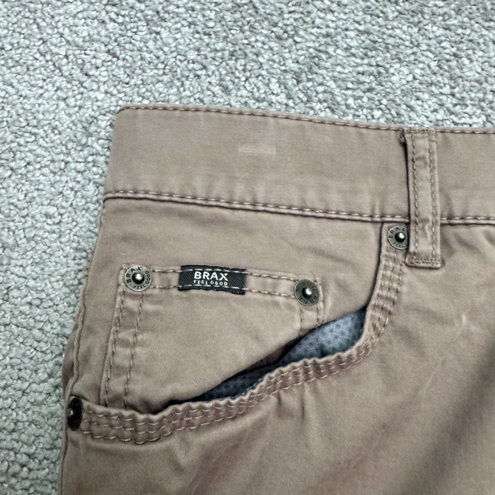 Vintage Branx Chino Pants Mens 33x28 Brown Corduroy 5-Pocket Flat Front Casual Straight Leg Size US 33 - 3 Thumbnail