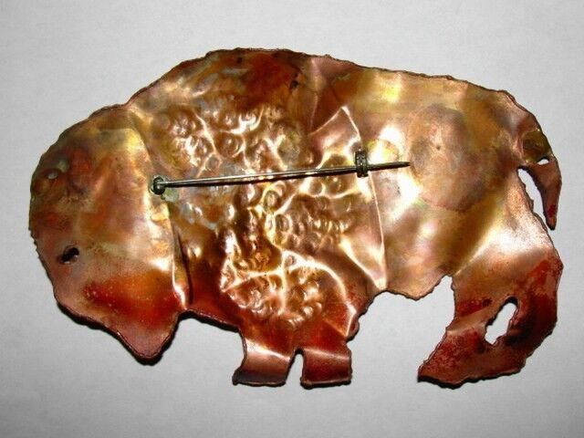 Handmade Brutalist Hand Made Buffalo Brass Pin Size ONE SIZE - 4 Thumbnail