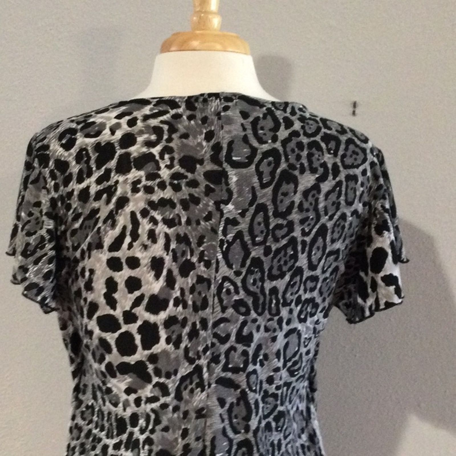 Other Ashli Couture Gray & Black Leopard Print Pleated Blouse L Size L / US 10 / IT 46 - 8 Thumbnail