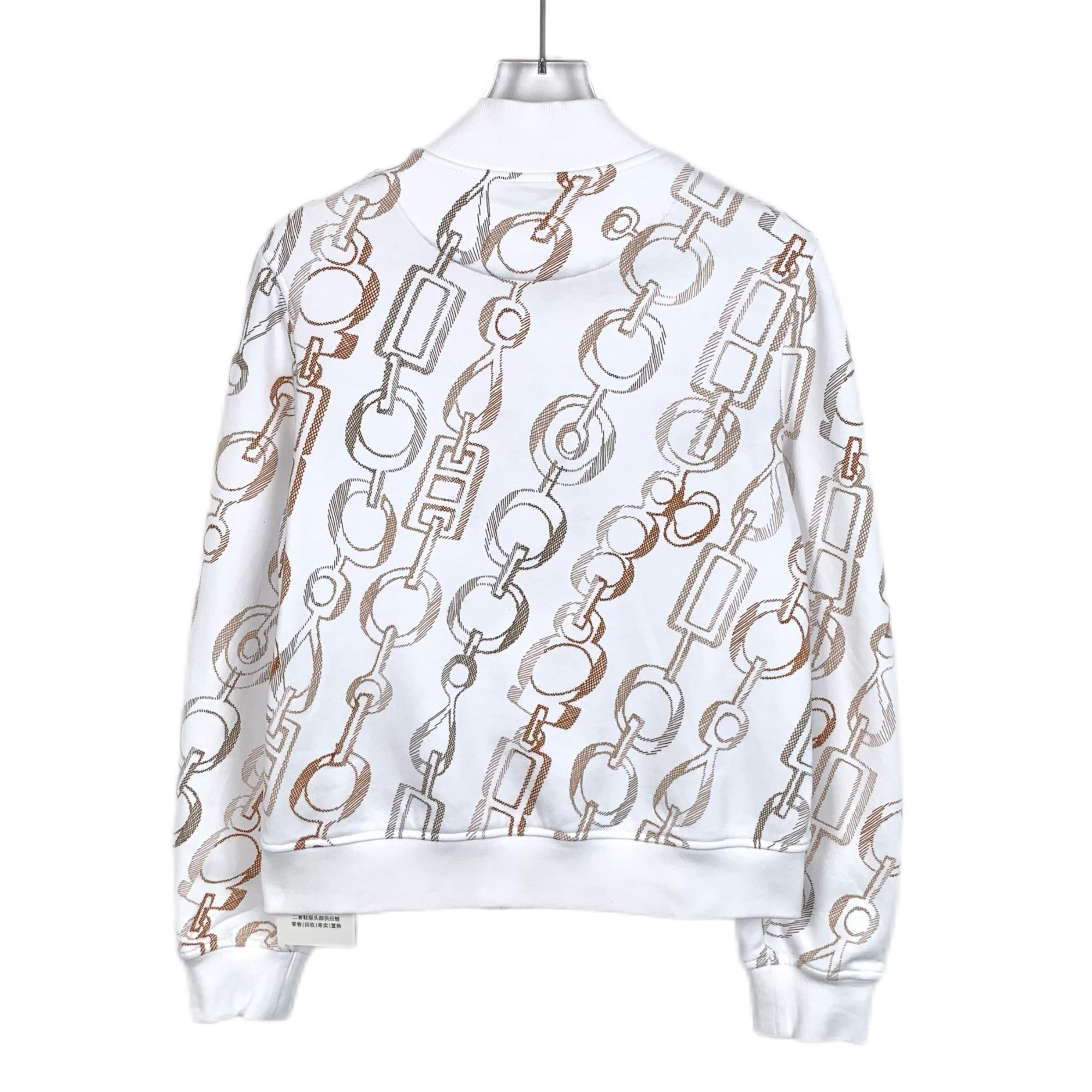Hermes Hermès White Chain Lock Print Cotton Single-Breasted Jacket Size US S / EU 44-46 / 1 - 8 Thumbnail