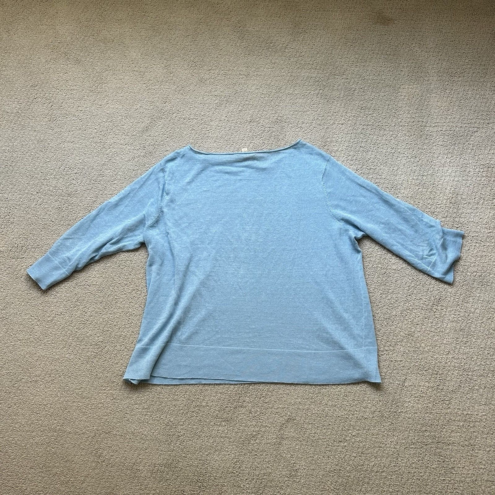 Eileen Fisher Eileen Fisher Light Blue Linen Blend Long Sleeve Pullover Sw Size L / US 10 / IT 46 - 4 Thumbnail