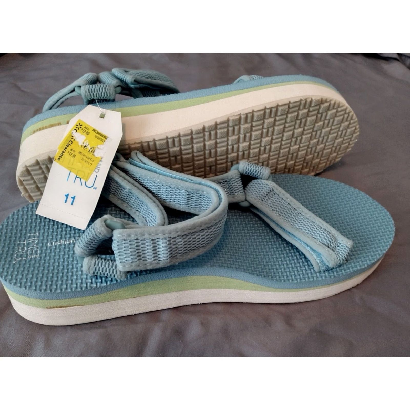 Vintage Time And Tru Platform Nature Sandal Women's Sandal Blue 11 Platform Adjustable Strap Comfort Cushioned Footbed Casual Travel Sports Size US 11 / IT 41 - 7 Thumbnail