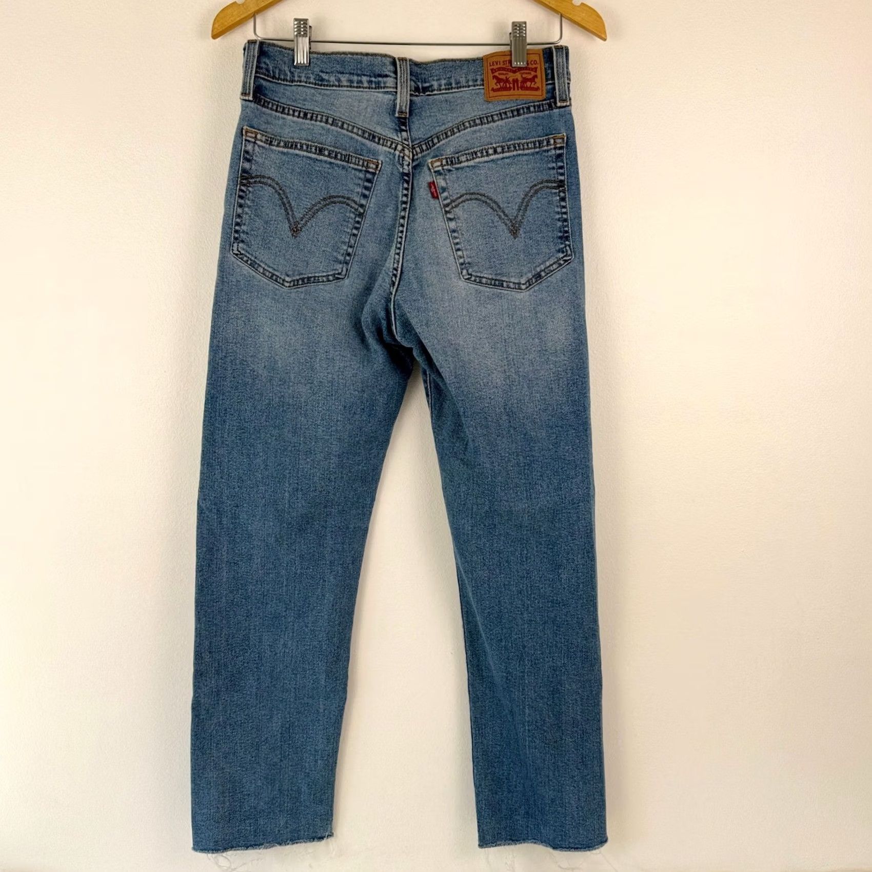 Levi's Levi's Jeans Womens Straight Blue Distressed Raw Hem Denim Size 29 Size 29" - 2 Thumbnail