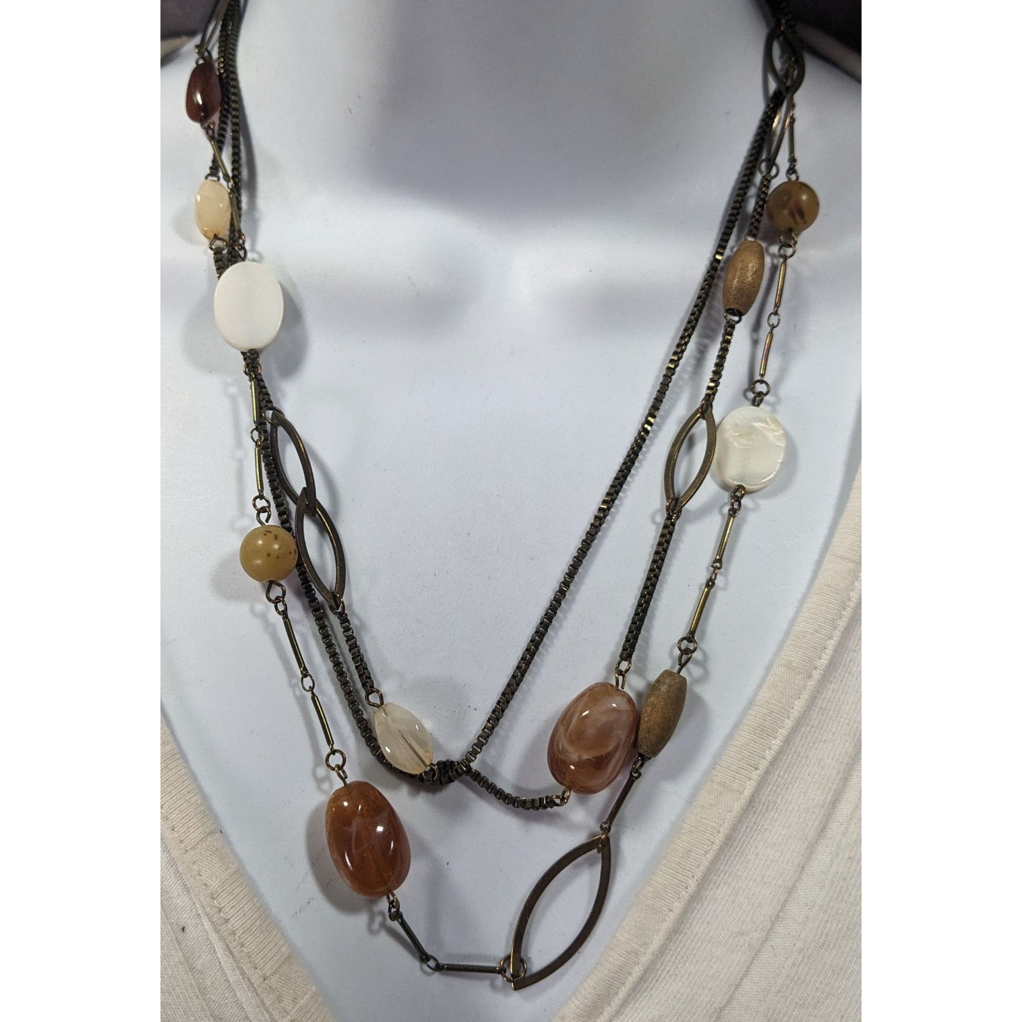 Other Rustic Mixed Media Earth Tone Multilayer Necklace Size ONE SIZE - 3 Thumbnail