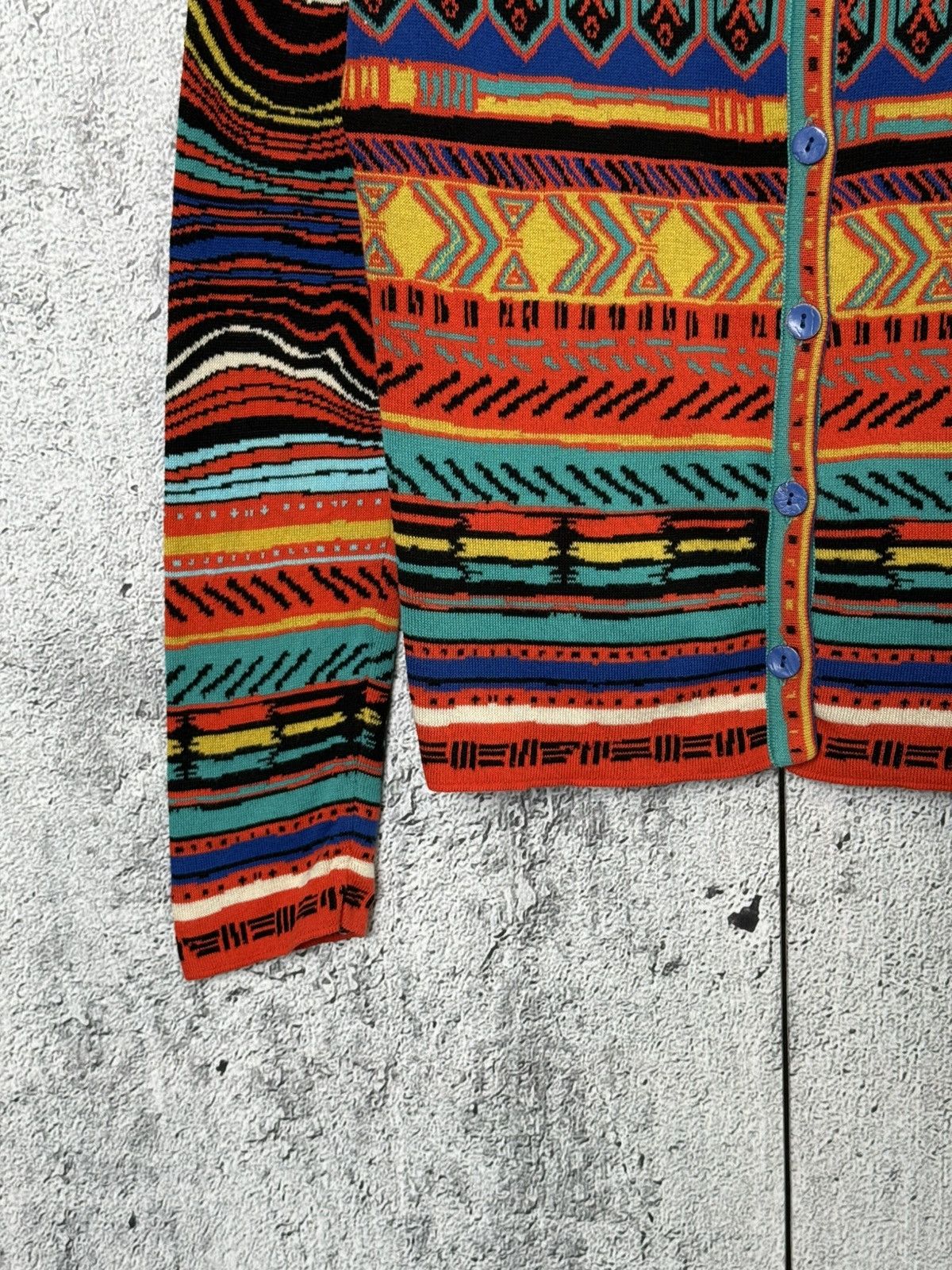 Coogi IVKO Button Cardigan Colorful Knit Ethnic Pattern Sweater Size S / US 4 / IT 40 - 5 Thumbnail
