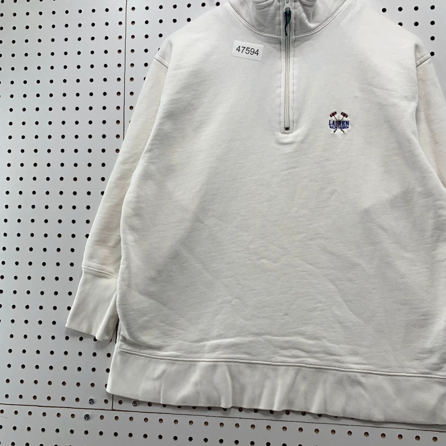 Ralph Lauren Ralph Lauren Sweater Shirt Womens Small White 1/4 Zip Mock Neck Fleece Pullover Long Sleeve Cotton Size S / US 4 / IT 40 - 5 Thumbnail
