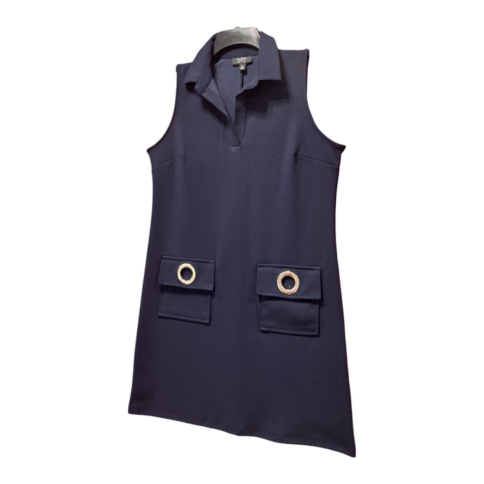 Other MSK - Women's Sleeveless Shift Dress Petite - Navy Blue - Pe Size M / US 6-8 / IT 42-44 - 19 Thumbnail
