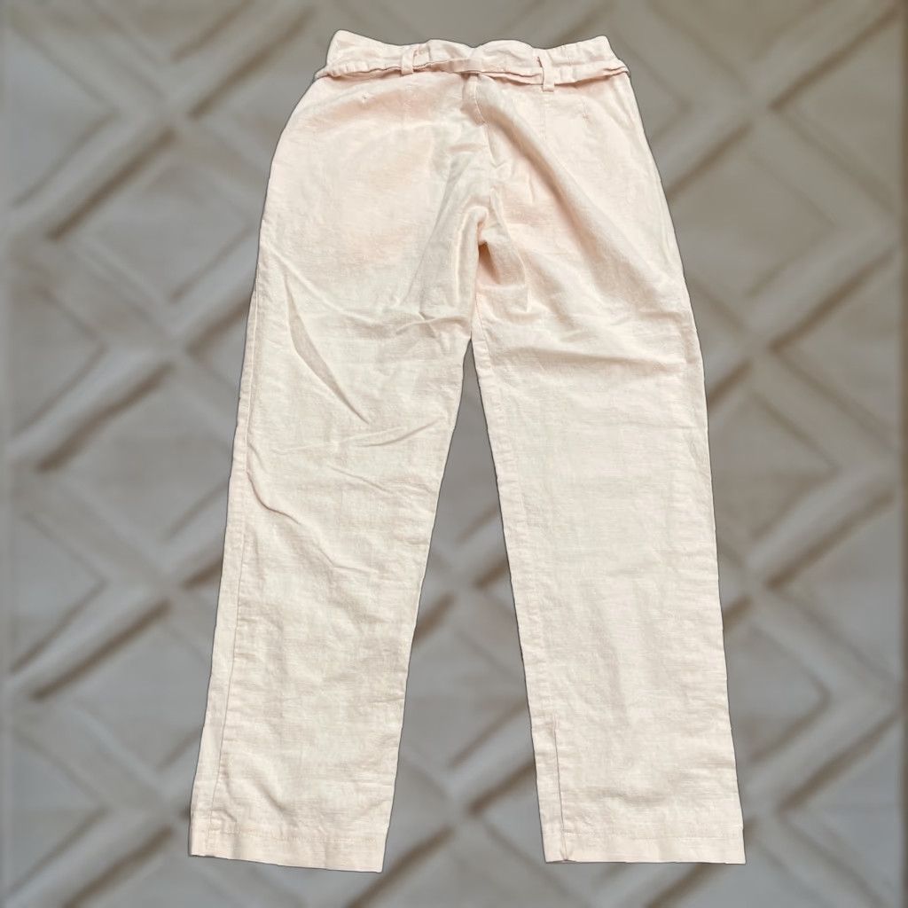 AQUA Aqua By Bloomingdale's Linen Paperbag Ankle Pants Women M Pink Belt 28x25.5 Size 32" / US 10 / IT 46 - 1 Thumbnail
