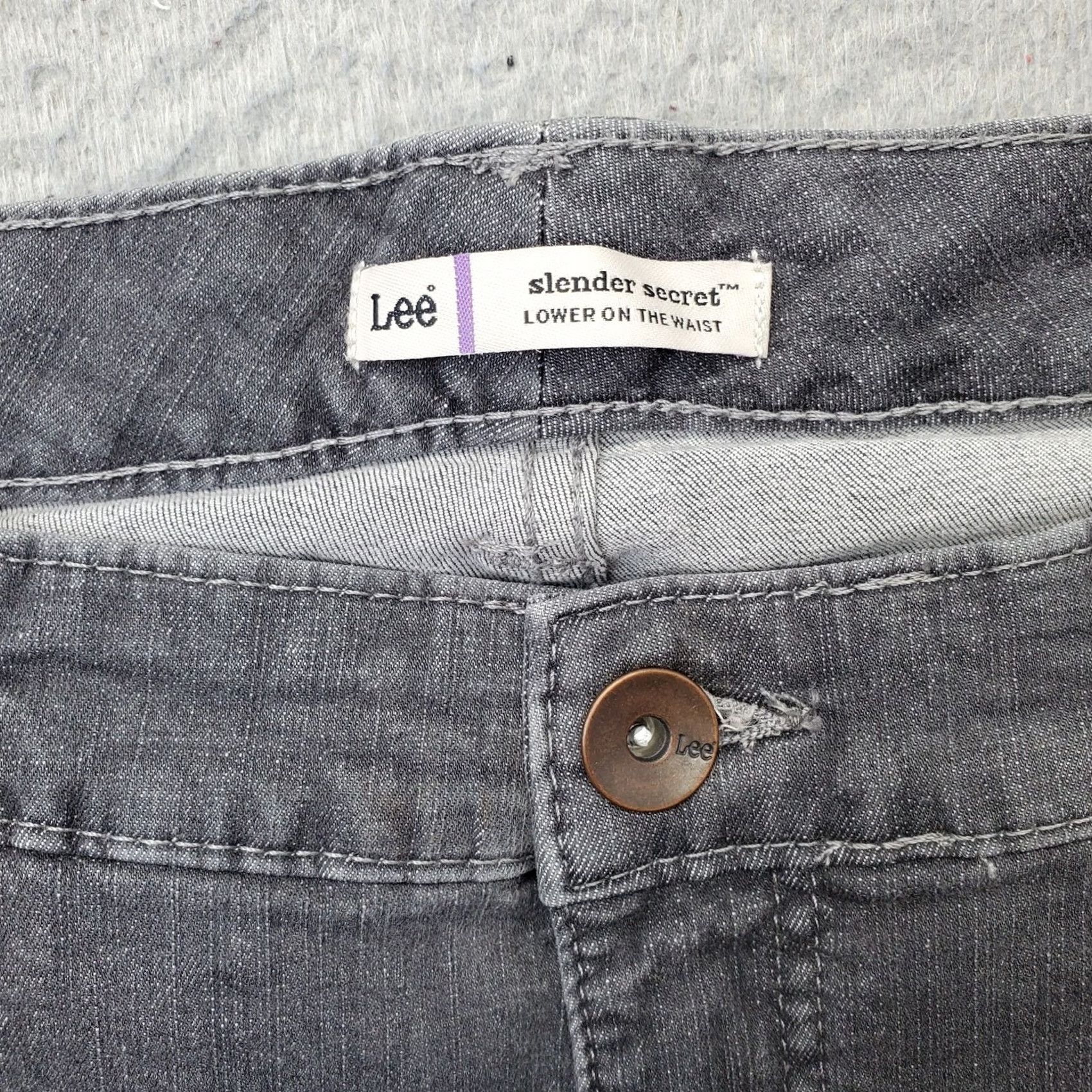 Lee Lee Jeans Womens Size 18 Bootcut Gray Denim Stretch Low Rise Outdoor - 32" Inseam 5-Pocket Modern Regular Fit Size 40" / US 18 - 7 Thumbnail