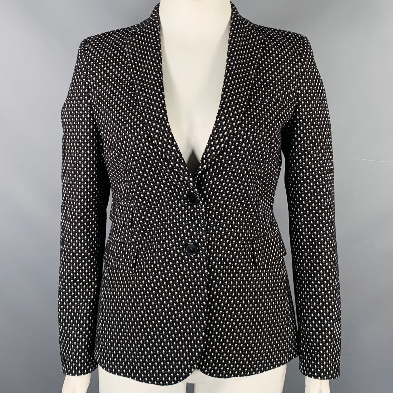 Akris AKRIS Size 10 Black White Cotton Blend Geometric Blazer Size L / US 10 / IT 46 - 1 Thumbnail