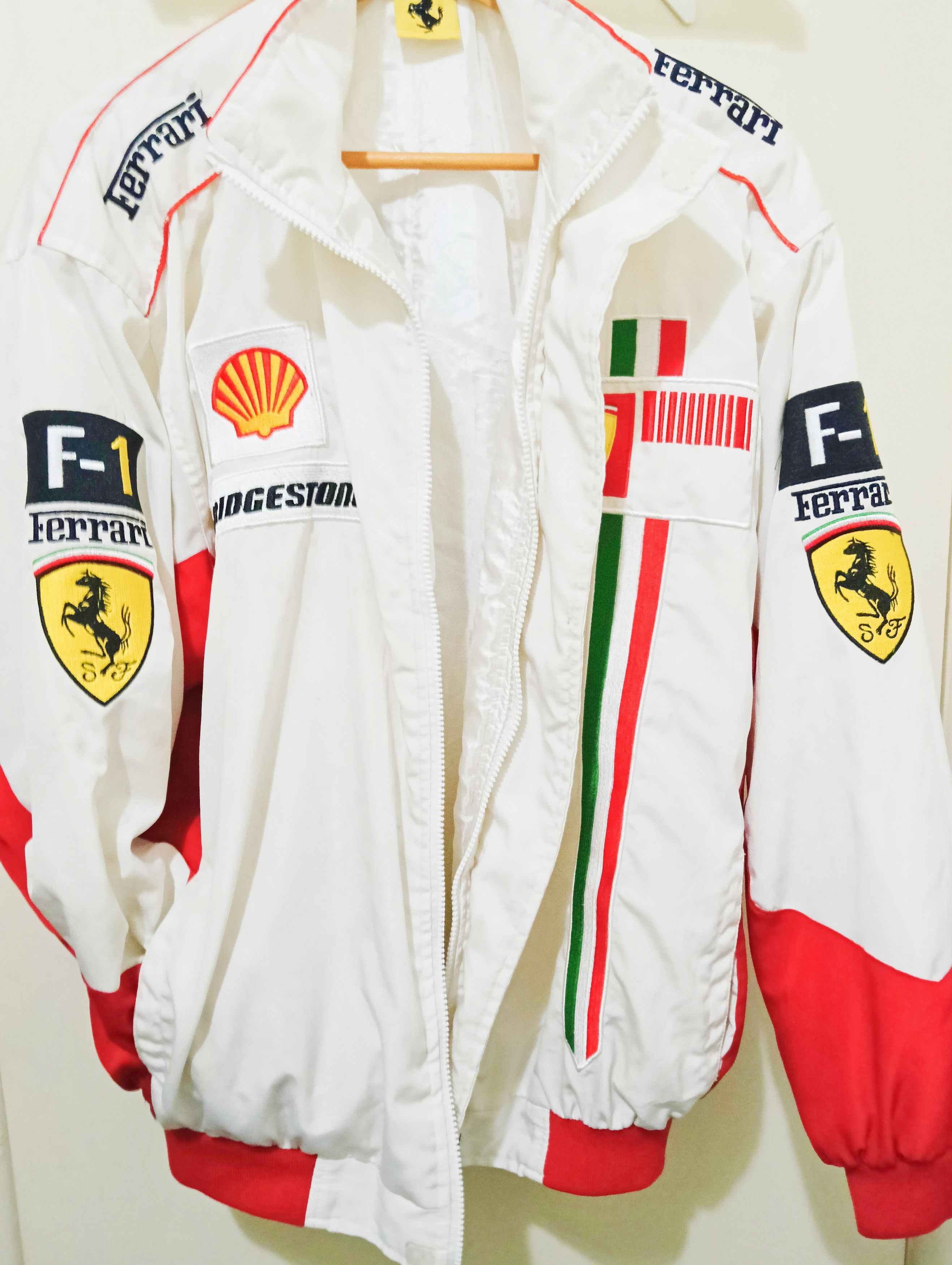 Ferrari F1 Italia late 90s Y2K Ferrari While Bomber Size XL / US 12-14 / IT 48-50 - 1 Thumbnail