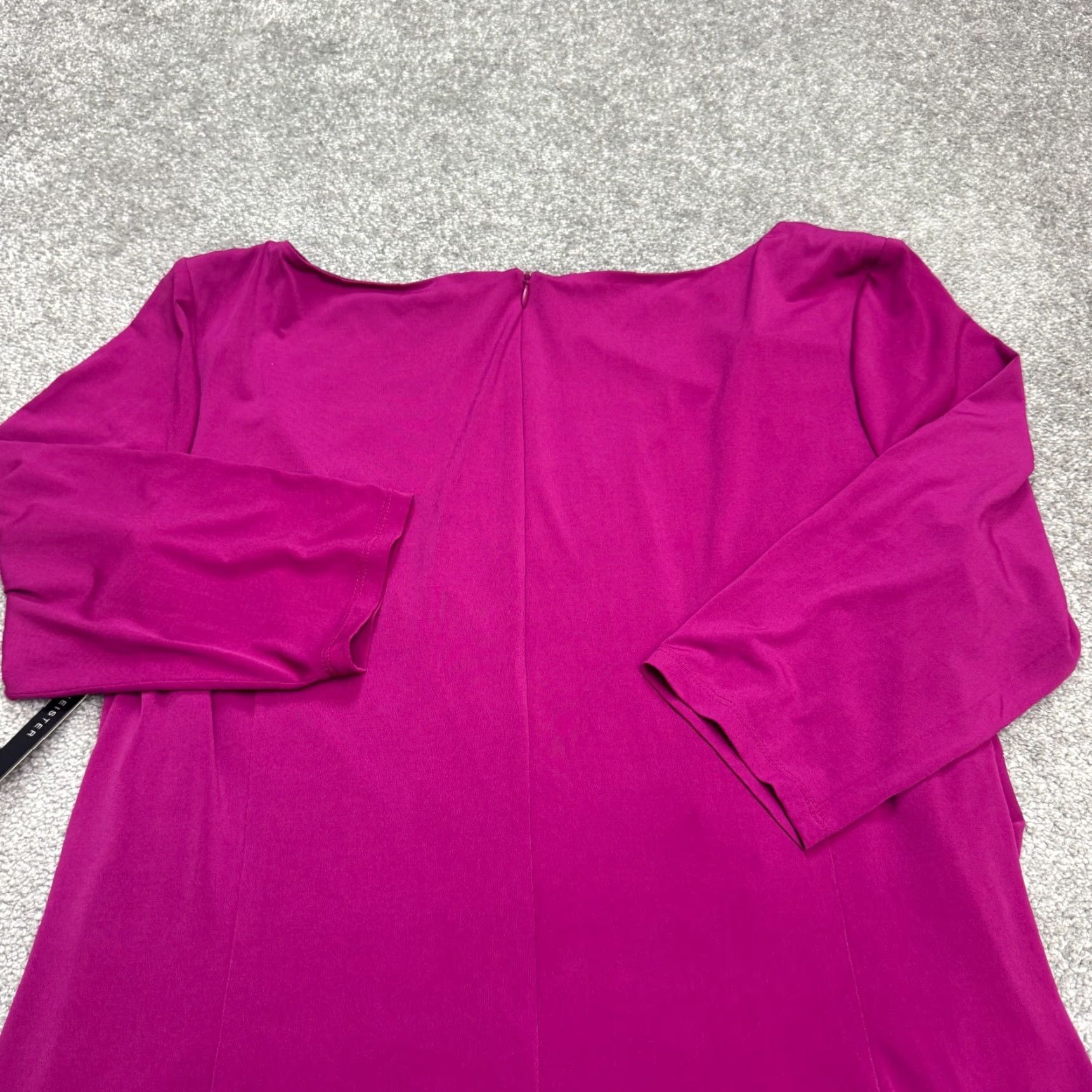 Vintage David Meister Dress Women Plus 20W Ruched Sheath Magenta Pink W/ Gold Chain NWT Size 3XL / US 20-22 - 3 Thumbnail