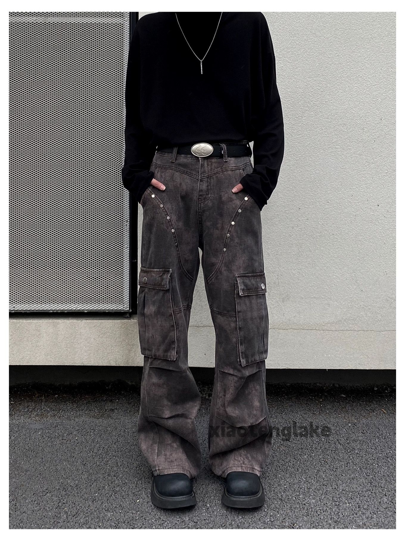 Designer × Japanese Brand × Vintage washed faded cleanfit yuppie tie dye flared cargo pants Size US 30 / EU 46 - 2 Thumbnail
