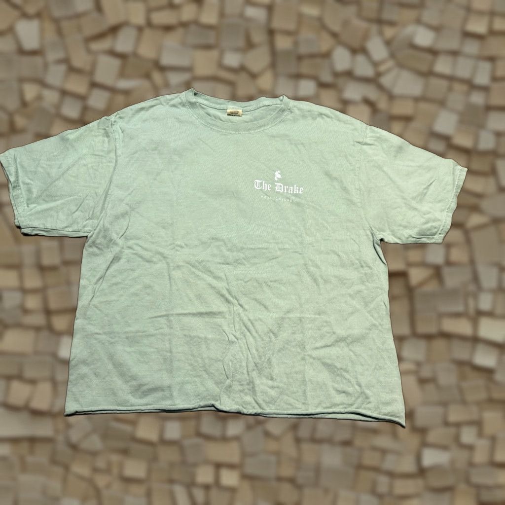 Vintage Blue Shirt Womens L Green White Short Sleeve "The Drake Real Chicago" Size L / US 10 / IT 46 - 1 Thumbnail