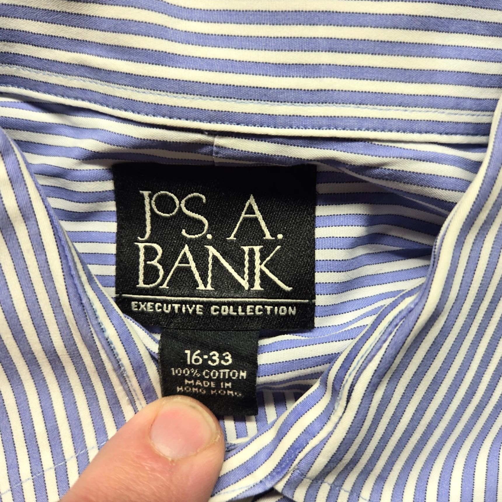 Jos. A. Bank Jos. A. Bank Shirt Dress Shirt Adult 16 Blue Striped Cotton Travel Collection Button-Down Pocket Mens Size US L / EU 52-54 / 3 - 3 Thumbnail