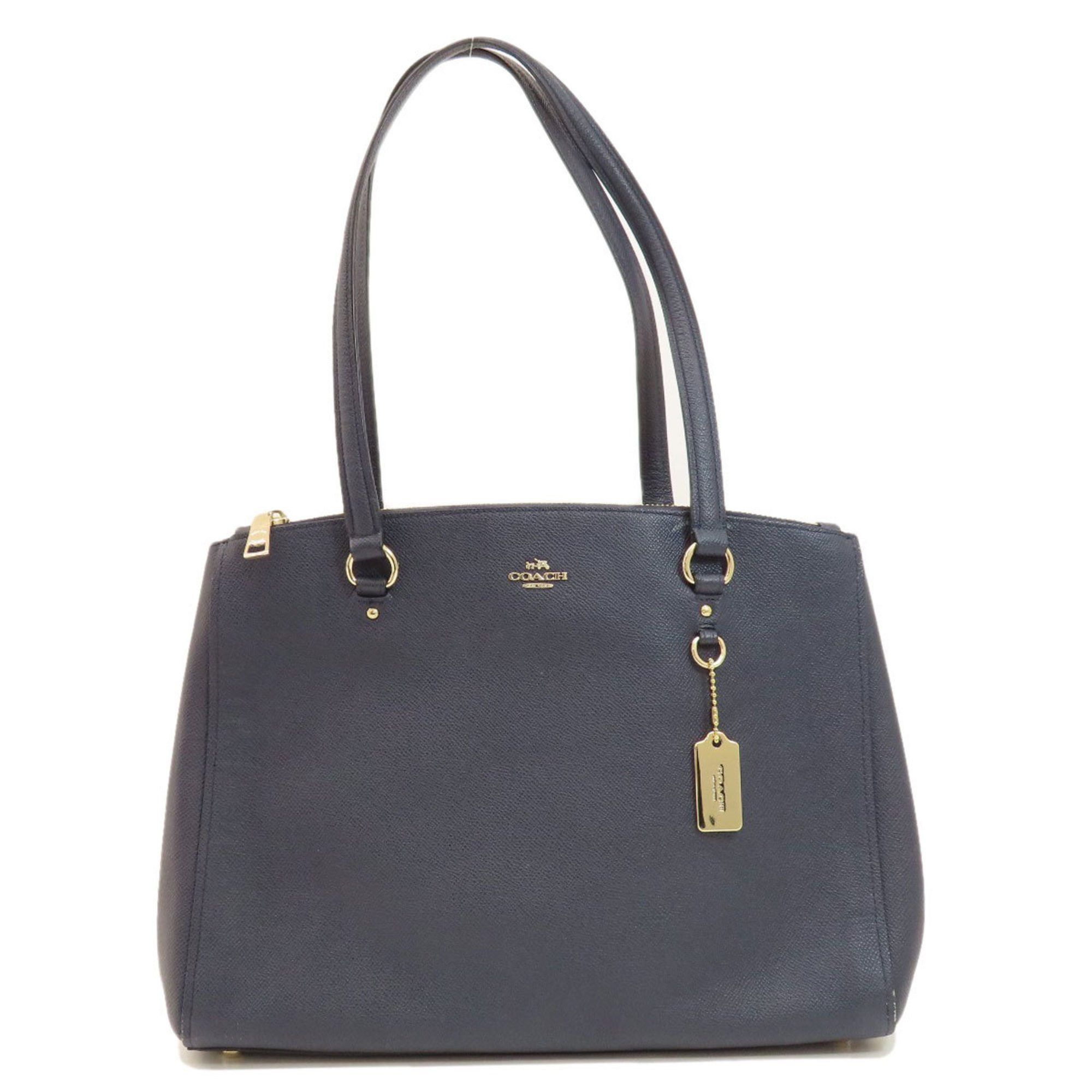 image of Coach 36878 Double Zip Carryall Tote Bag Leather Women's Coach in Navy