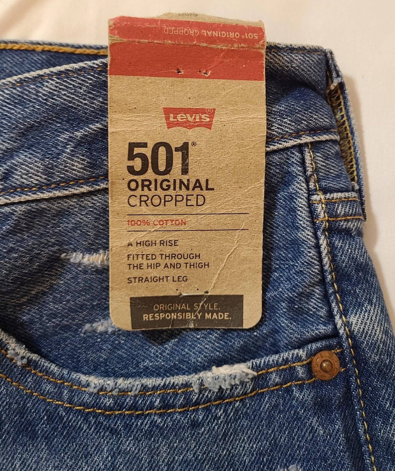 Levi's NWT 2022 Levis 501 Original Cropped Jeans Sz 28x26 Waterless Size US 28 / EU 44 - 8 Thumbnail