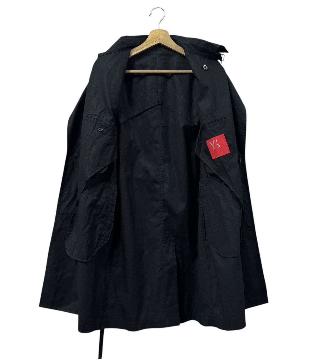 Yohji Yamamoto Vtg🔥Y’s Red Label Black Trench Coat Bondage Double Breasted Size US M / EU 48-50 / 2 - 4 Thumbnail