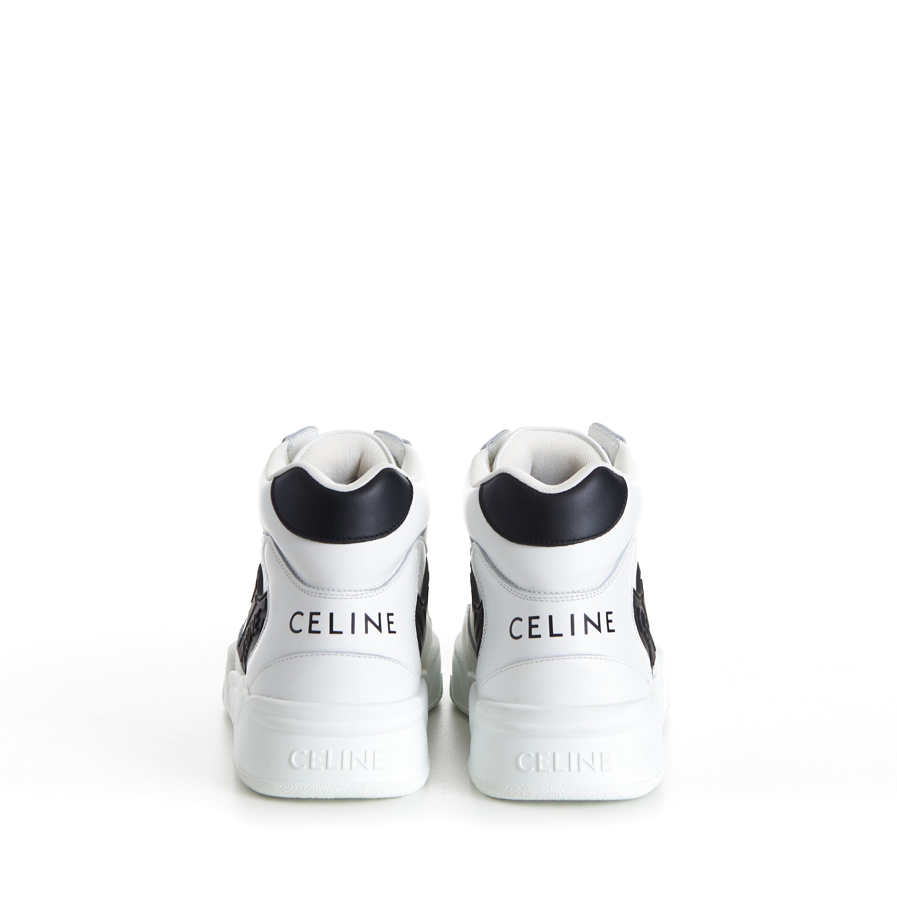 Celine Men's CT-06 High Top Sneaker - White/Black Calfskin Leather Size US 6 / EU 39 - 7 Thumbnail