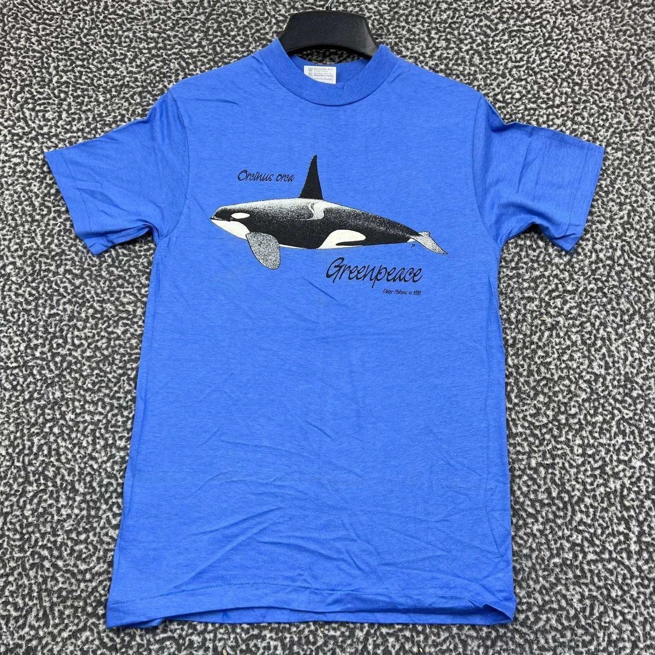 Hanes Vintage Green Peace Orcinus Orca Shirt Men S Hanes Deadstock Size US S / EU 44-46 / 1 - 1 Thumbnail