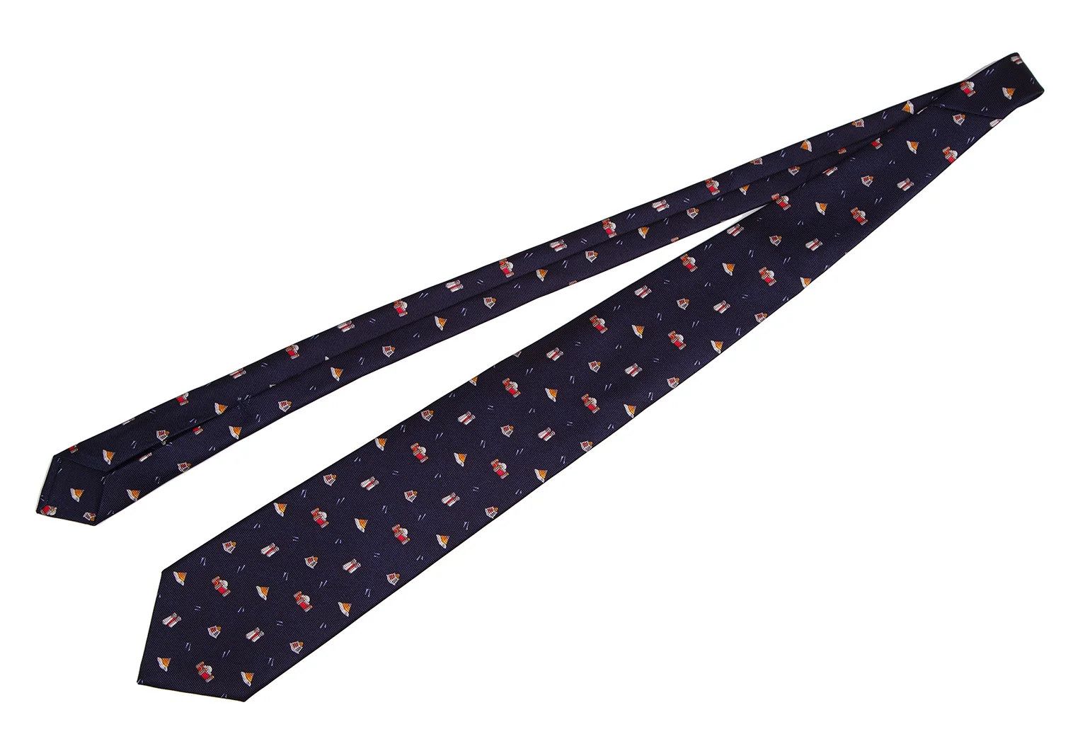 Bvlgari Silk Architectural Print Tie in Navy Blue Size ONE SIZE - 2 Thumbnail