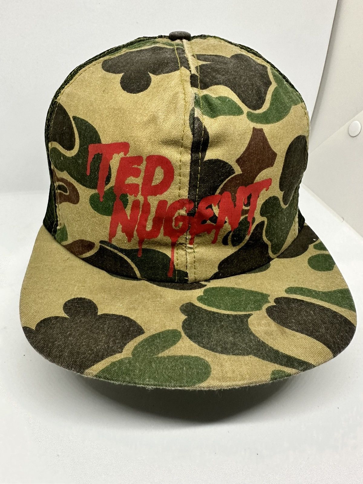image of Rock Band x Trucker Hat Vintage Camo Trucker Hat Ted Nugent Band in Green, Men's