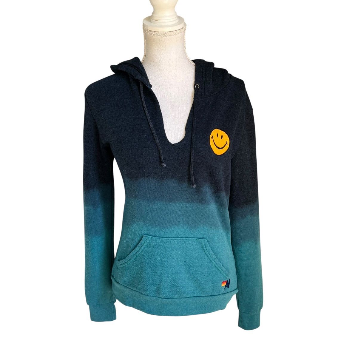 Aviator Nation Aviator Nation Teal Ombre V Neck Hoodie Size S Size S / US 4 / IT 40 - 1 Thumbnail