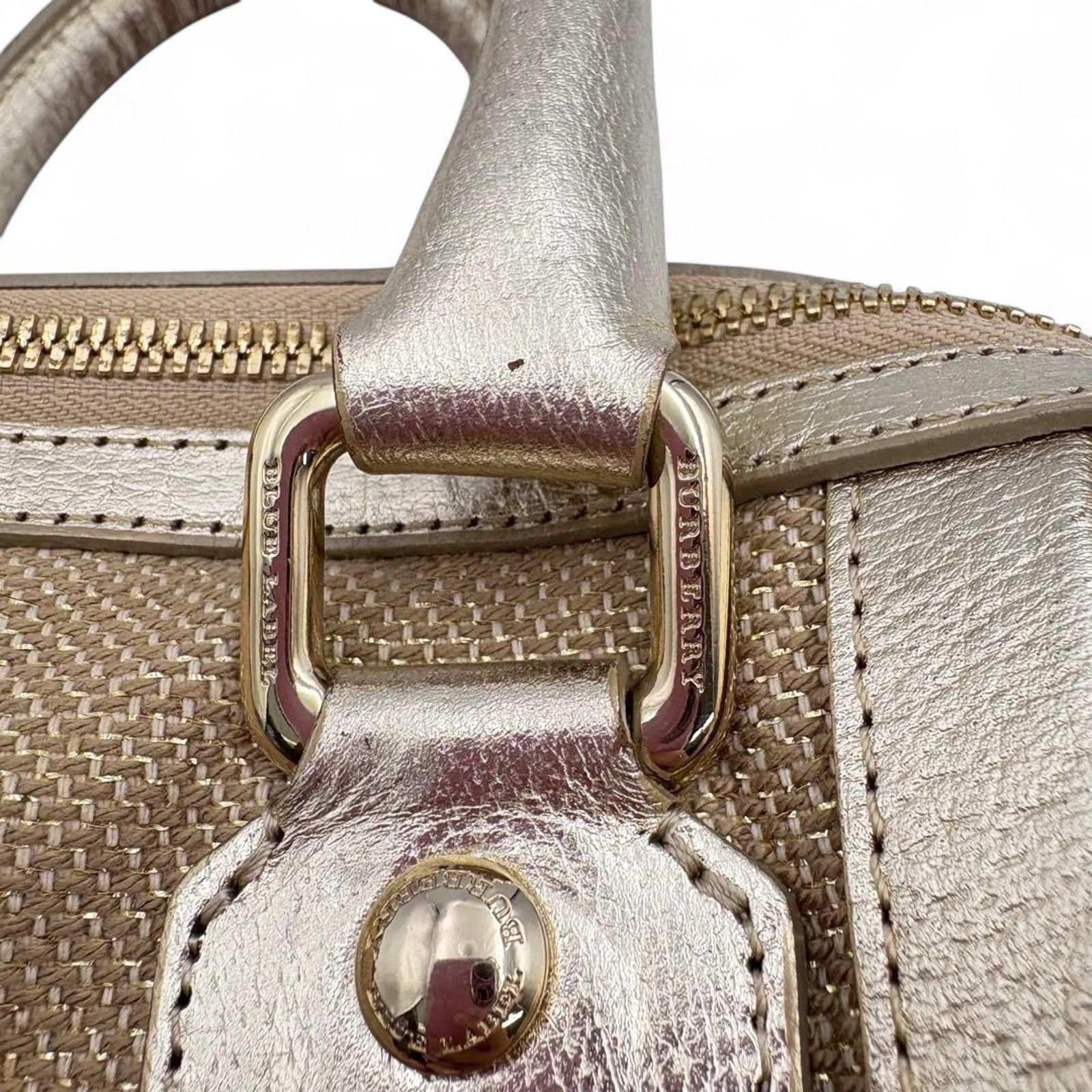 Burberry Burberry - Gold Canvas Leather Handbag Size ONE SIZE - 6 Thumbnail