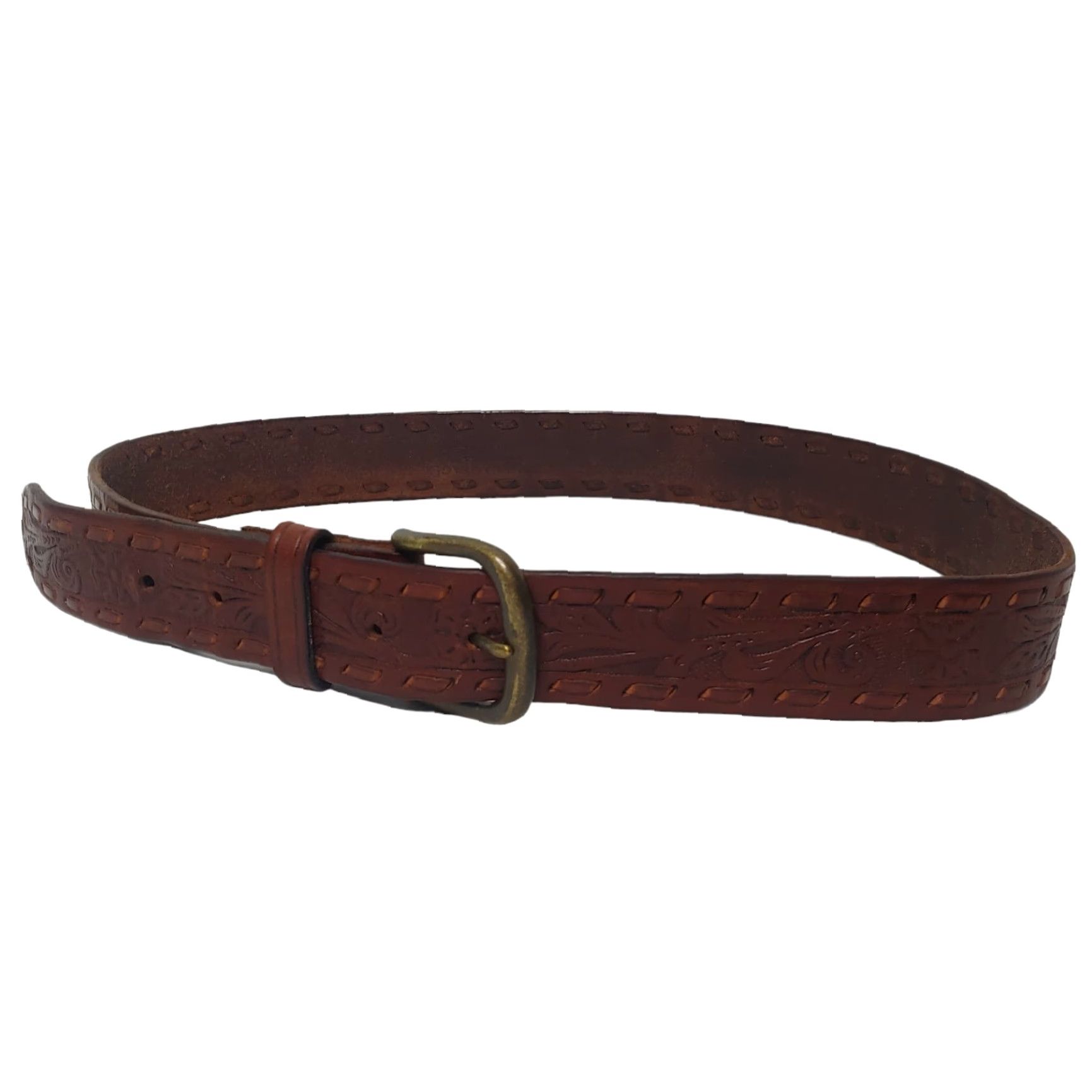 American Eagle Outfitters VINTAGE American Eagle Leather Belt Unisex Adjustable Floral Boho Up to 35 inches Brown Size ONE SIZE - 6 Thumbnail