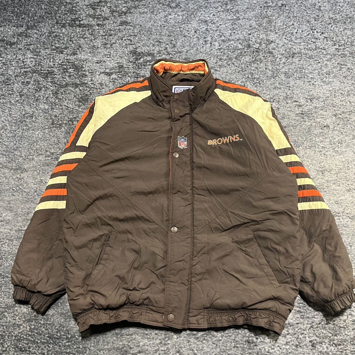 Starter VINTAGE 90s CLEVELAND BROWNS STARTER NFL PUFFER JACKET Size US L / EU 52-54 / 3 - 3 Thumbnail