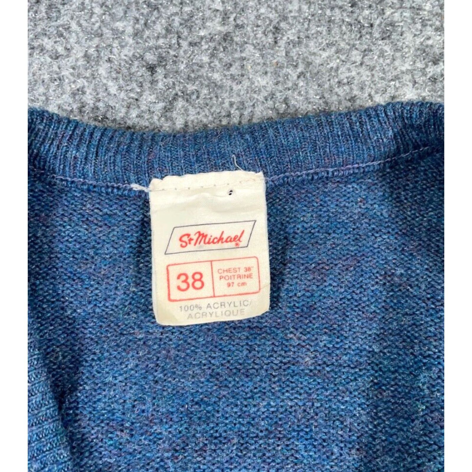 Vintage VINTAGE 80s St. Michael Blue Lightweight V-Neck Sweater Adult Small Preppy Retro Mens Size US S / EU 44-46 / 1 - 3 Thumbnail