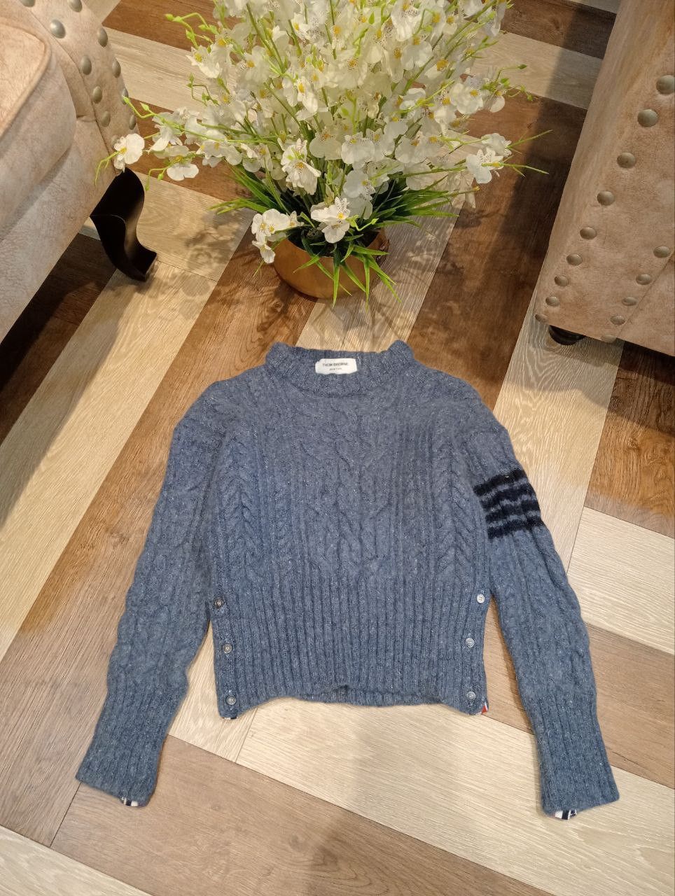 Thom Browne THOM BROWNE CABLE-KNIT BLEND WOOL MOHAIR SWEATER Size S / US 4 / IT 40 - 1 Thumbnail