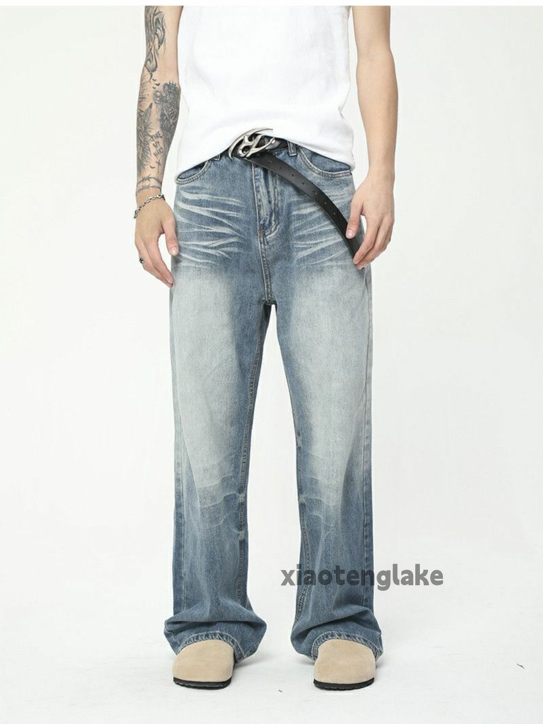 Jean × Vintage washed faded cleanfit yuppie loose baggy jeans Size US 32 / EU 48 - 2 Thumbnail