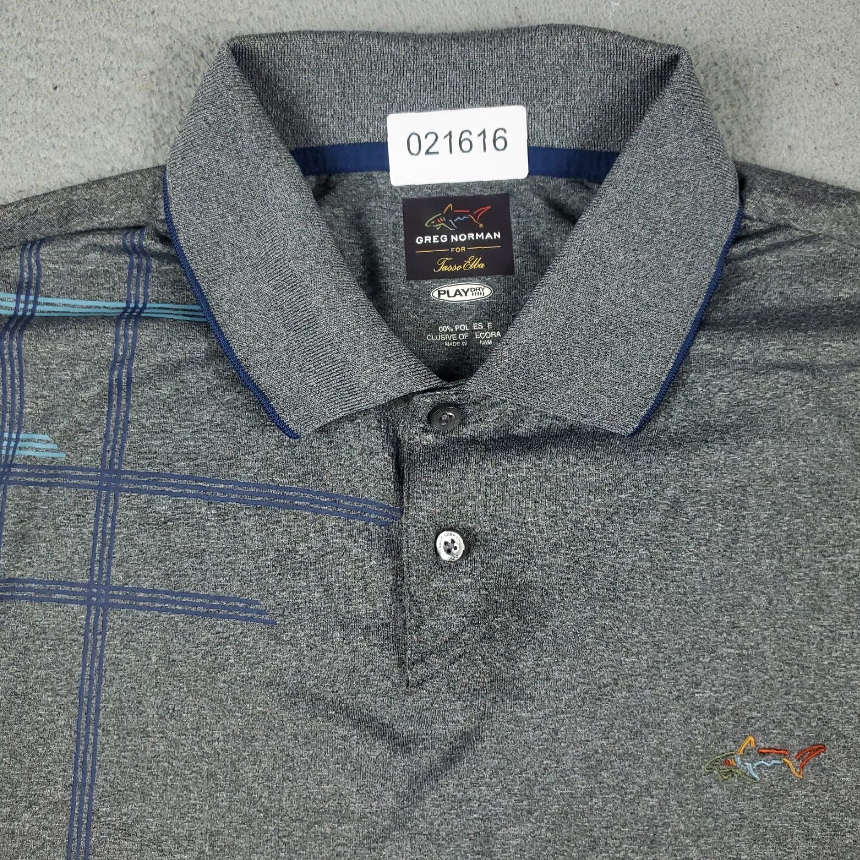 Vintage Greg Norman Polo Shirt Mens L Gray Striped Short Sleeve Polo, Button, Logo, Regular Fit, Unisex Adults, Fall & Summer, Golf Casual, 90s? Size US L / EU 52-54 / 3 - 2 Thumbnail
