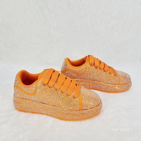 Other Dazzle Cush Orange Rhinestone Comfy Platform Sneakers Tennis Size US 6 / IT 36 - 4 Thumbnail