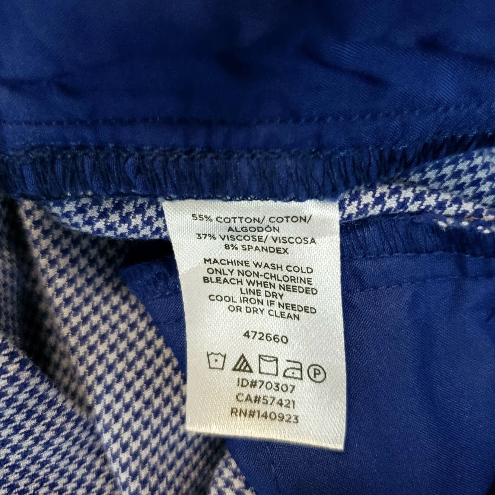 Ann Taylor Ann Taylor LOFT Womens Marisa Cropped Pants Sz 0 Blue Houndstooth Cotton Blend Size 25" / US 0 / IT 36 - 8 Thumbnail