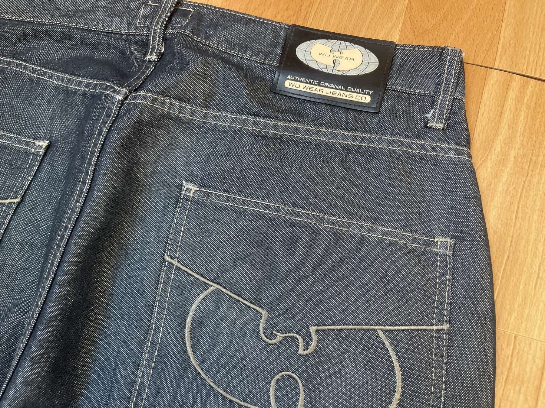 Wu-Tang Clan Wu Wear jeans, shiny gray silver Wu-Tang Clan, 90s baggy 34 Size US 34 / EU 50 - 5 Thumbnail
