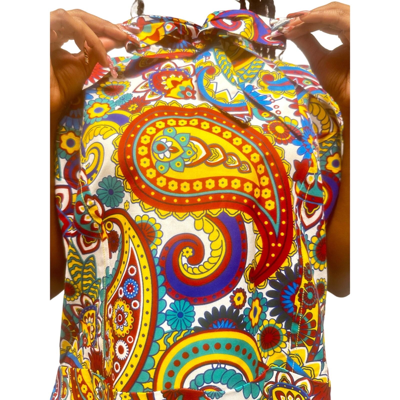 Other Multicolored African paisley print flowy midi dress w bowtie Size XXL / US 16-18 / IT 52-54 - 3 Thumbnail