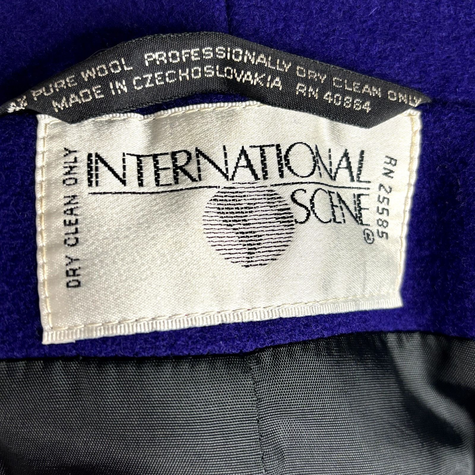 Other International Scene Unisex Pure Wool Purple Overcoat Jacket Size L / US 10 / IT 46 - 16 Thumbnail