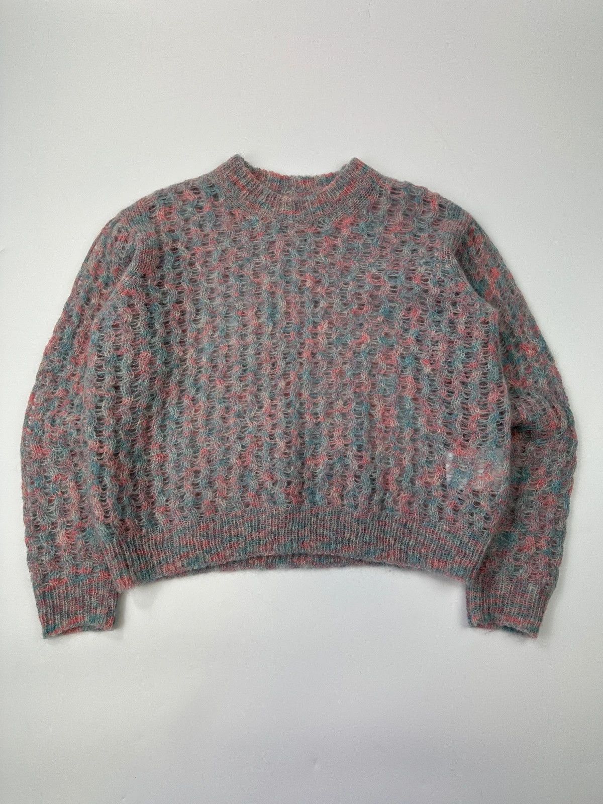 Acne Studios Acne Studio 00’s Blue & Pink Knitted Mohair Sweater Size M / US 6-8 / IT 42-44 - 1 Thumbnail