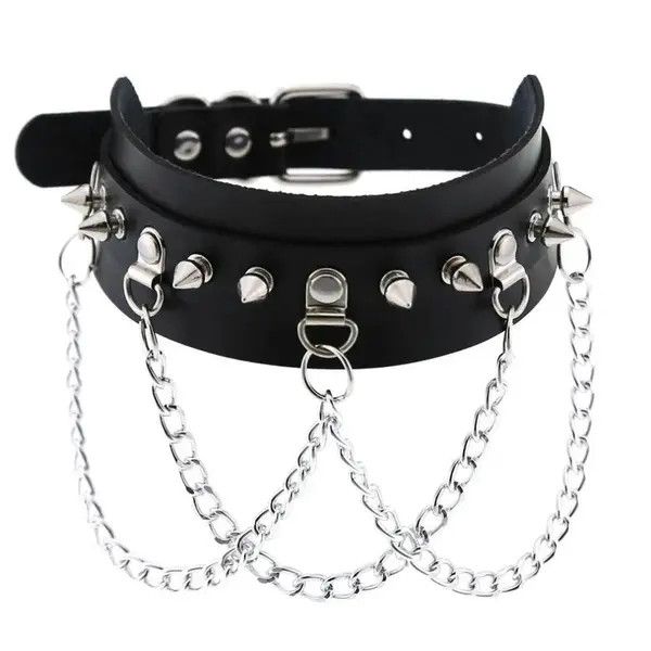 Japanese Brand Emo Choker With Spikes Size ONE SIZE - 1 Thumbnail