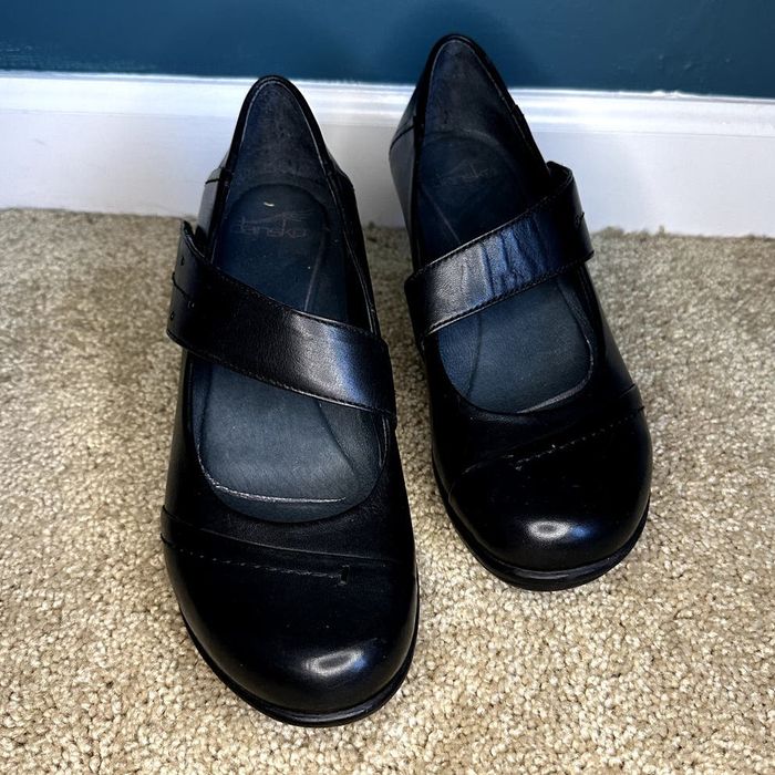 Dansko Dansko Ruby Leather Mary Jane Wedge Pump Shoes Black 38 | Grailed